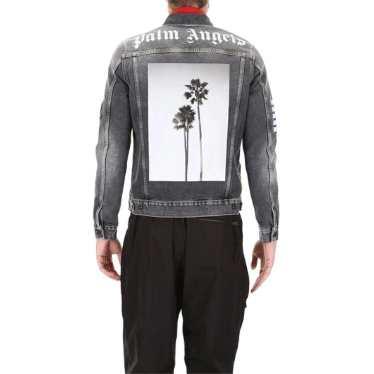 Shop Chaqueta Negra con Rayas Lavadas y Bolsillo Palm Angels para Hombre. PMYE003S182300617601