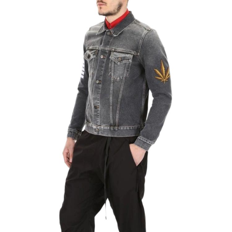 Purchase Chaqueta Negra con Rayas Lavadas y Bolsillo Palm Angels para Hombre. PMYE003S182300617601