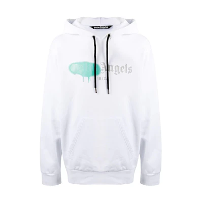 Palm Angels White Hoodie with Front Lettering Print PMBB003F20FLE0020148