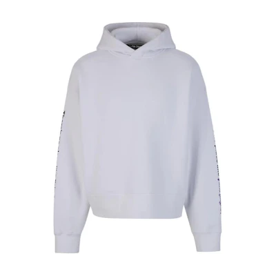 Palm Angels White Logo Print Long Sleeve Hoodie PMBB058F23FLE0030110
