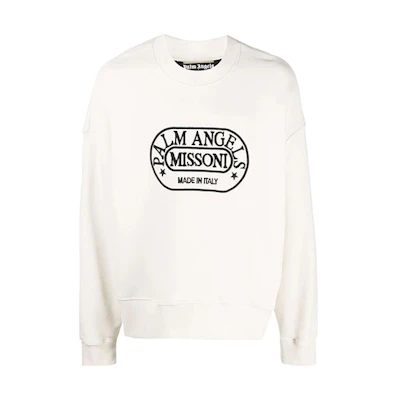 Palm Angels MISSONI FW21 Heritage Logo Crewneck Sweatshirt White PMBA026F21FLE0150310