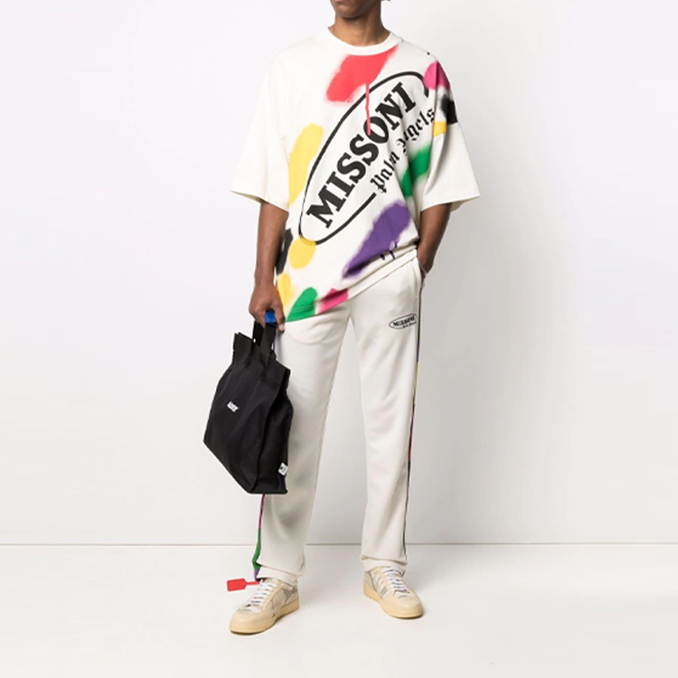 Lookbook PALM ANGELS x MISSONI FW21 Logo Colorful Graffiti Print Tee White Mens. PMAA041F21JER0060310