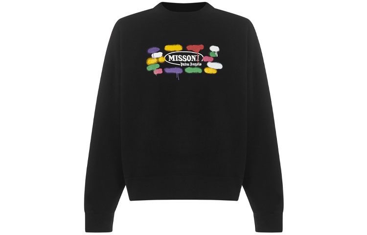 Palm Angels MISSONI FW21 Sport Logo Crewneck Sweatshirt Black PMBA026F21FLE0131001