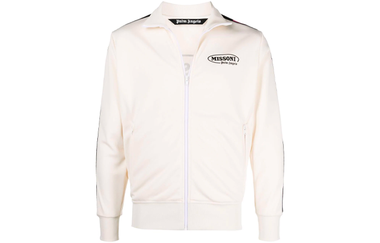 PALM ANGELS x MISSONI FW21 Sport Logo White Print Trim Track Jacket . PMBD001F21FAB0090310