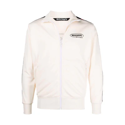 PALM ANGELS MISSONI FW21 Sport Logo White Print Trim Track Jacket . PMBD001F21FAB0090310
