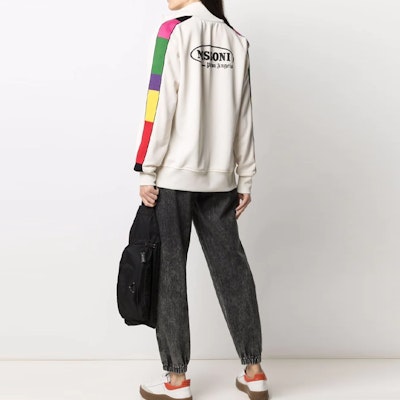 PALM ANGELS x MISSONI FW21 Sport Logo White Print Trim Track Jacket . PMBD001F21FAB0090310 Lookbook PALM ANGELS x MISSONI FW21 Sport Logo White Print Trim Track Jacket . PMBD001F21FAB0090310