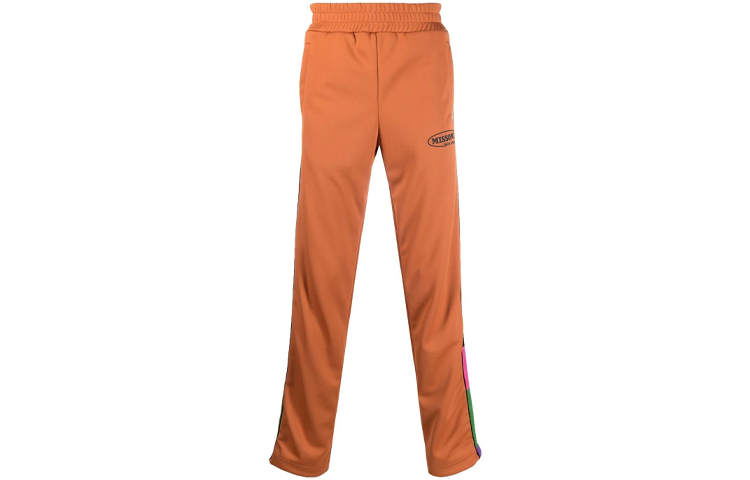 PALM ANGELS x MISSONI Unisex Orange Track Pants with Colorful Trim. PMCA007F21FAB0122701
