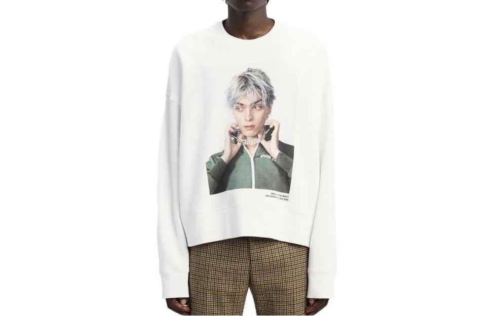 Palm Angels x SIMS Collaboration White Graphic Logo Crewneck Sweatshirt Men PMBA026F22FLE0060155