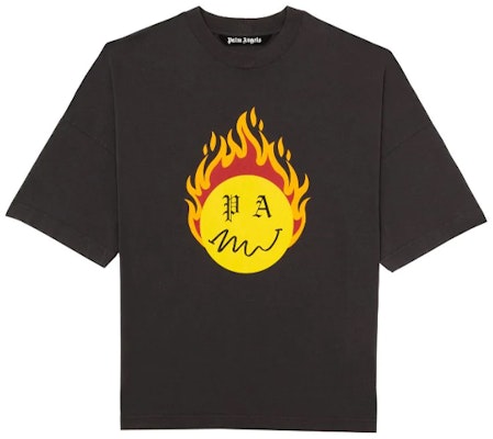 PALM ANGELS x Smiley Vintage Flame Logo 3/4 Lengan Hitam SS21 Pria PMAA041R21JER0011018 Buy PALM ANGELS x Smiley Vintage Flame Logo 3/4 Lengan Hitam SS21 Pria PMAA041R21JER0011018