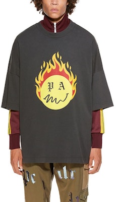 PALM ANGELS x Smiley Vintage Flame Logo 3/4 Lengan Hitam SS21 Pria PMAA041R21JER0011018 Purchase PALM ANGELS x Smiley Vintage Flame Logo 3/4 Lengan Hitam SS21 Pria PMAA041R21JER0011018