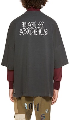 PALM ANGELS x Smiley Vintage Flame Logo 3/4 Lengan Hitam SS21 Pria PMAA041R21JER0011018 Details for PALM ANGELS x Smiley Vintage Flame Logo 3/4 Lengan Hitam SS21 Pria PMAA041R21JER0011018