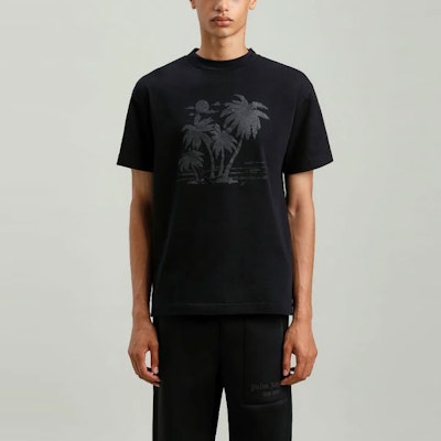 PALM ANGELS x TEAM WANG SS21 パームツリーグラフィック ユニセックス ブラックTシャツ PMAA001G21JER0101010 Purchase PALM ANGELS x TEAM WANG SS21 パームツリーグラフィック ユニセックス ブラックTシャツ PMAA001G21JER0101010