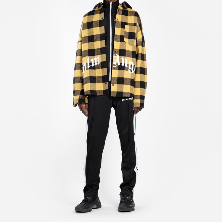 Lookbook PALM ANGELS Yellow Plaid Check Logo Front Hooded Shirt PMGA042E196150126001