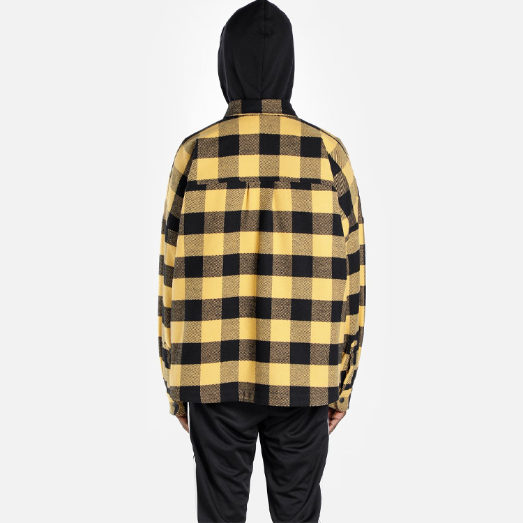 Purchase PALM ANGELS Yellow Plaid Check Logo Front Hooded Shirt PMGA042E196150126001