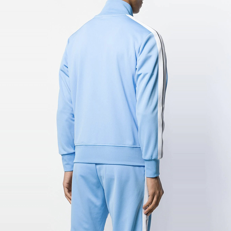 Shop PALM ANGELS Zip-Up Track Jacket Unisex Blue PMBD001E193840023101