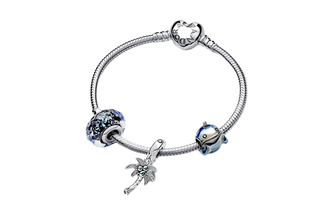 Pandora 925 Sterling Silver Navy Blue Ocean Bracelet Set for Women. ZT2125