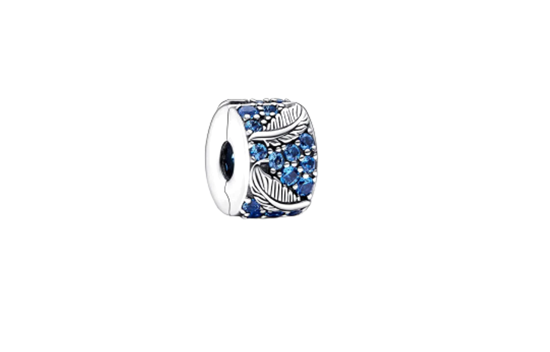 Pandora Blue Floral Pattern Sterling Silver Charm for Couples Unisex. 792552C01