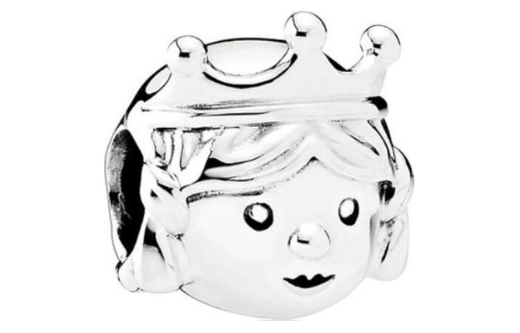 Pandora Engraved Charm Regal Princess Silver Unisex Couple Accessory Silver. 791960