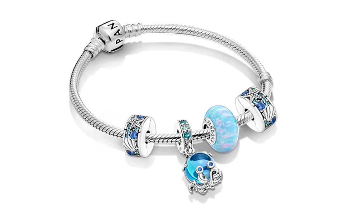 Pandora Playful Octopus 925 Silver Bracelet Set Multicolor. ZT2375
