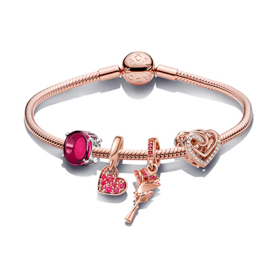 Pandora Rose Gold Rose Heart Bracelet Set. ZT1311