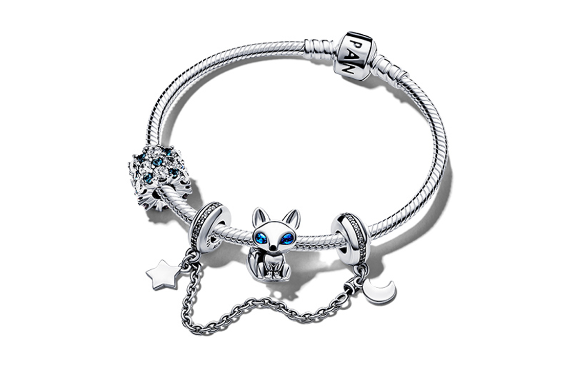Pandora Shining Star Raccoon 925 Silver Bracelet Set - Silver. TZ0039