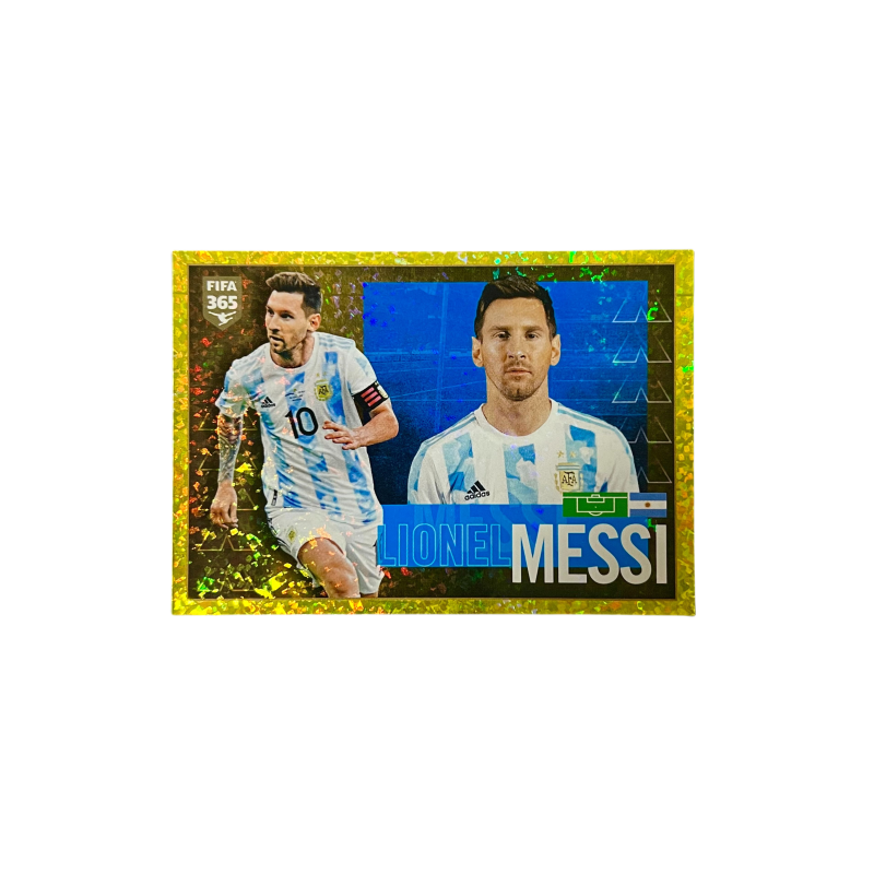 Panini 2022 FIFA Lionel Messi Argentina Gold Laser Soccer Trading Card. Panini-2405-2595