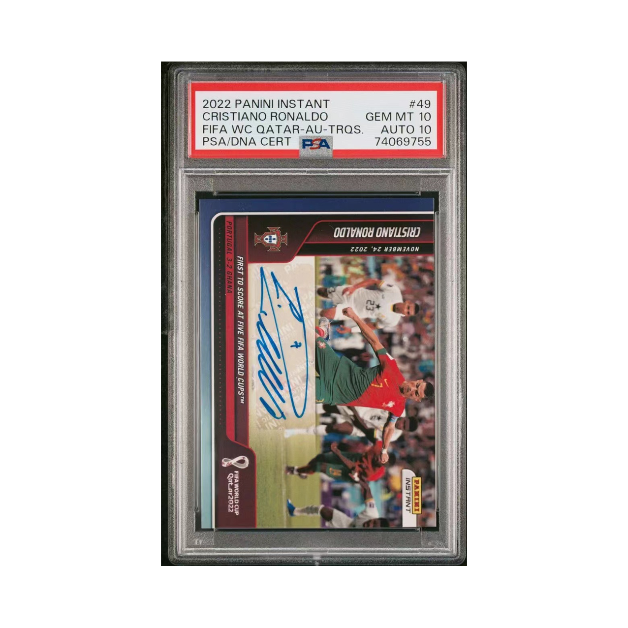 Panini Cristiano Ronaldo 2022 World Cup Instant Autograph PSA10 Graded Card Panini-2405-0559