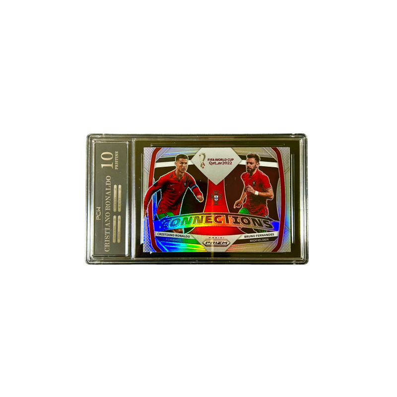 Panini Ronaldo & Fernandes Prizm Silver Refractor Card, Portugal World Cup PSA 10 Panini-2406-1097