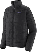 Patagonia Micro Puff Jacket Black with Printed Logo and Long Sleeves. 84066-blk Patagonia Micro Puff Jacket Black with Printed Logo and Long Sleeves. 84066-blk