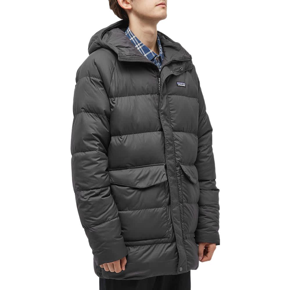 Details for 巴塔哥尼亞黑色中長款羽絨外套附Logo印花 20655