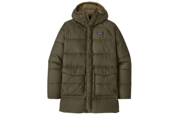 Sizing 巴塔哥尼亞黑色中長款羽絨外套附Logo印花 20655