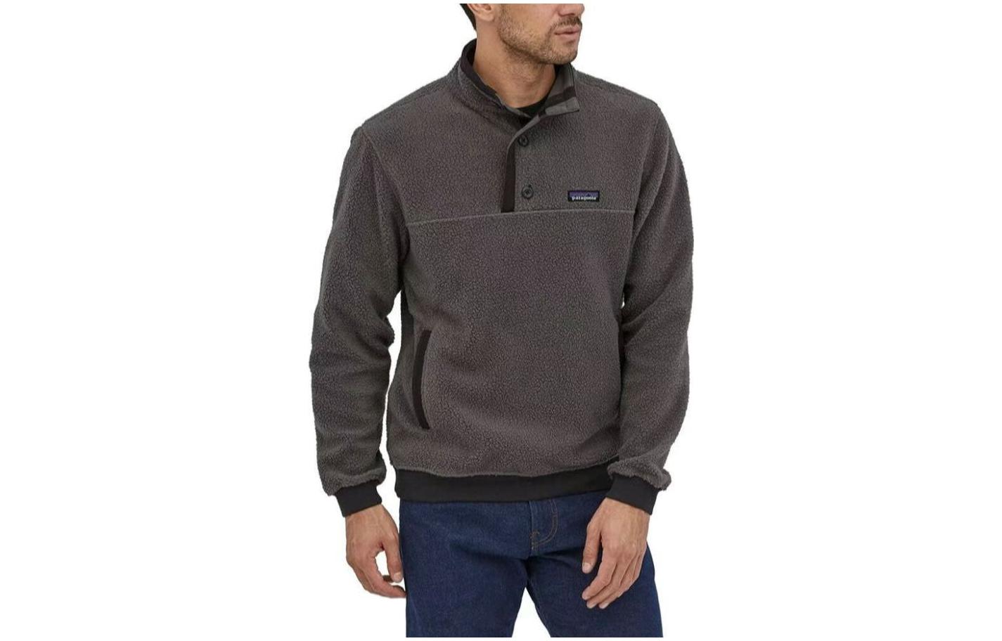 Cheap Patagonia  Shearling Button-Up Fleece Pullover Sweatshirt Casual Collar 26140