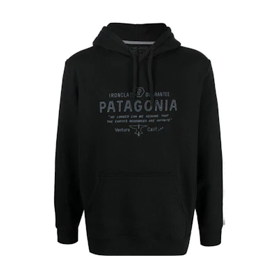 Patagonia Black Pullover Hoodie with Letter Print and Pocket 39653