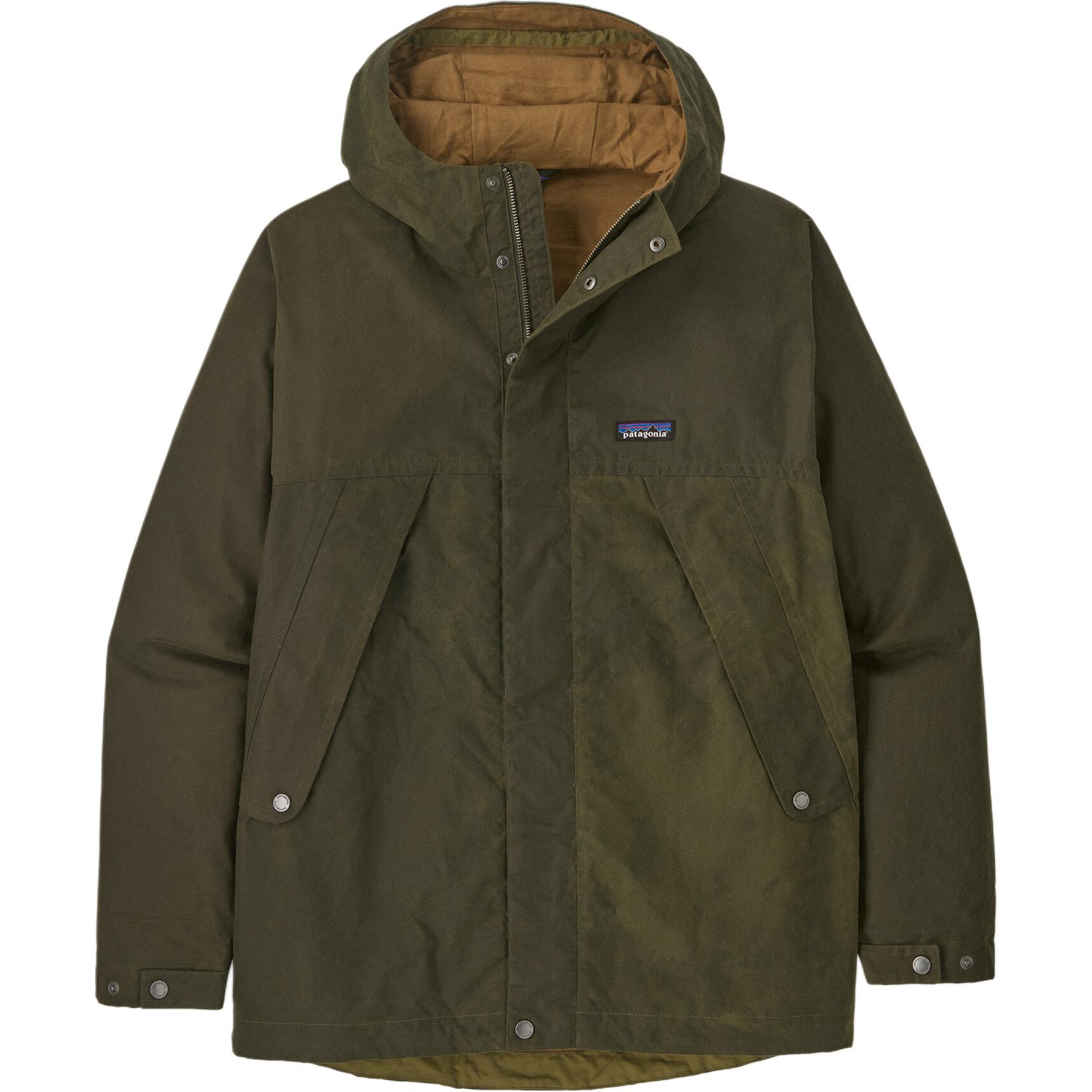 Patagonia Waxed Cotton Waterproof Hooded Jacket  Casual Long Sleeve Coat. 26825