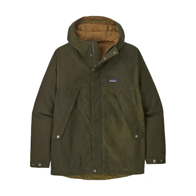 Patagonia Waxed Cotton Waterproof Hooded Jacket Casual Long Sleeve Coat. 26825