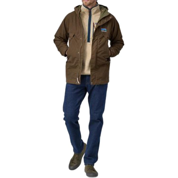 Patagonia Waxed Cotton Waterproof Hooded Jacket  Casual Long Sleeve Coat. 26825 圖 17