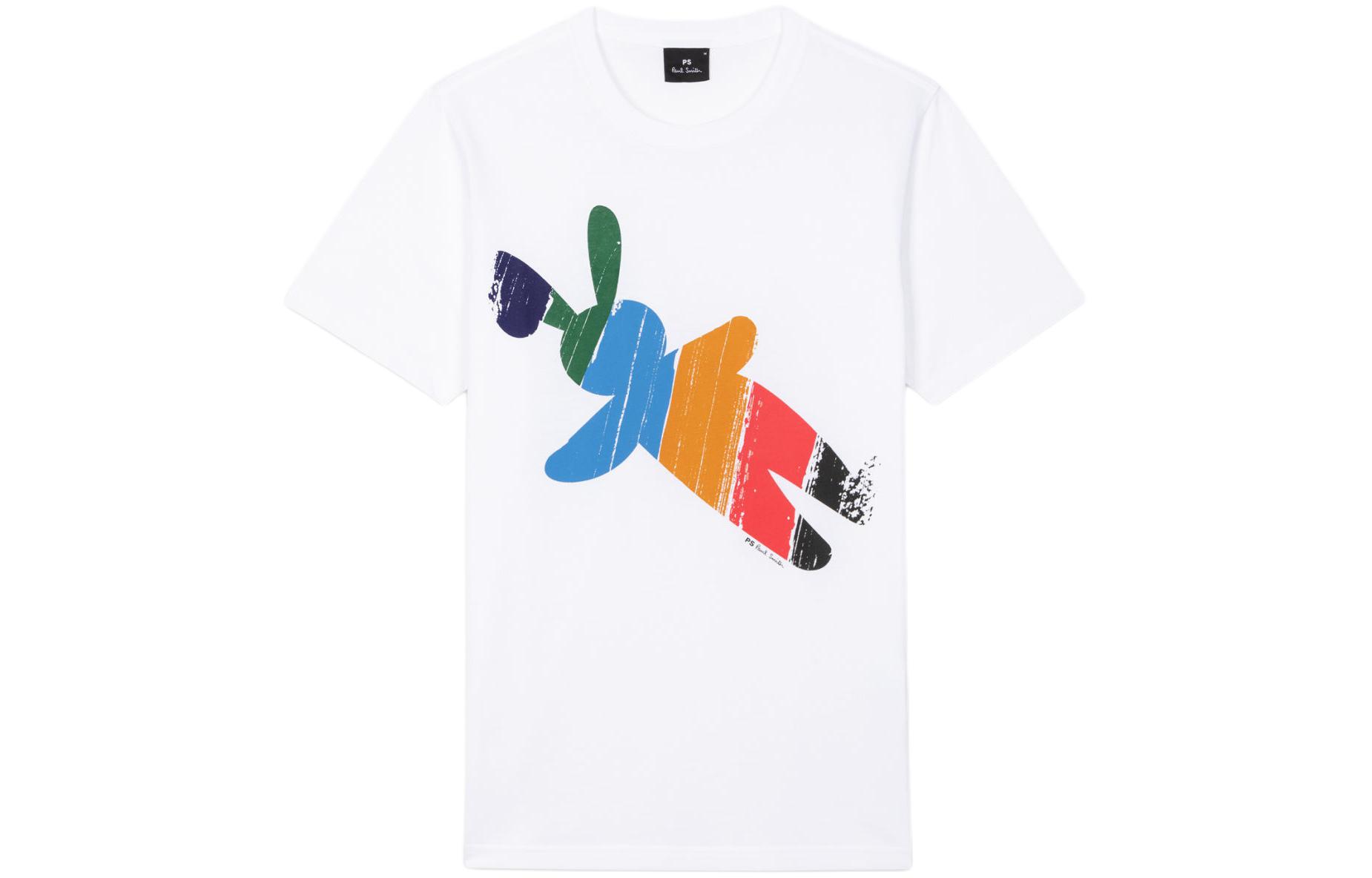 Paul Smith 'Stripe Rabbit' Organic Cotton Graphic Tee Mens White M2R-011R-LP4052-01