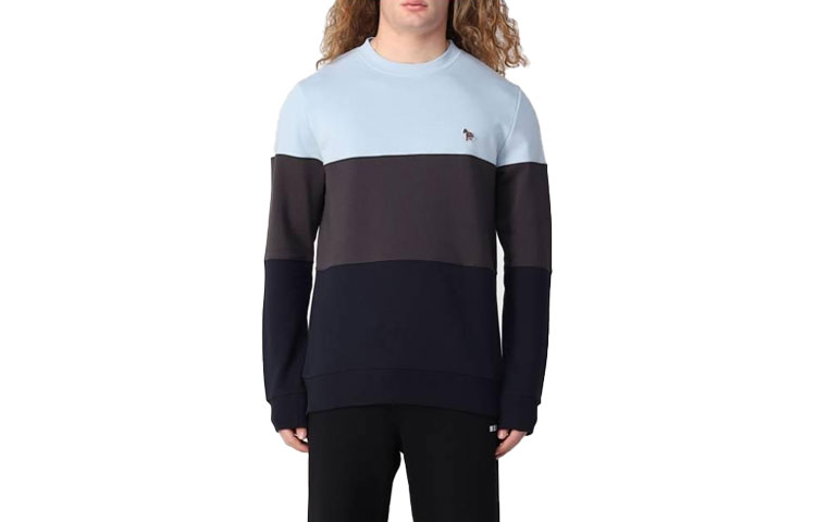 Paul Smith Blue Colorblock Crewneck Pullover Sweatshirt M2R010XZH2111649