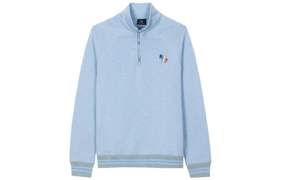 Paul Smith Broad Stripe Zebra Half-Zip Sweatshirt Blue Animal Print Pullover M2R-347Y-EL21428-40