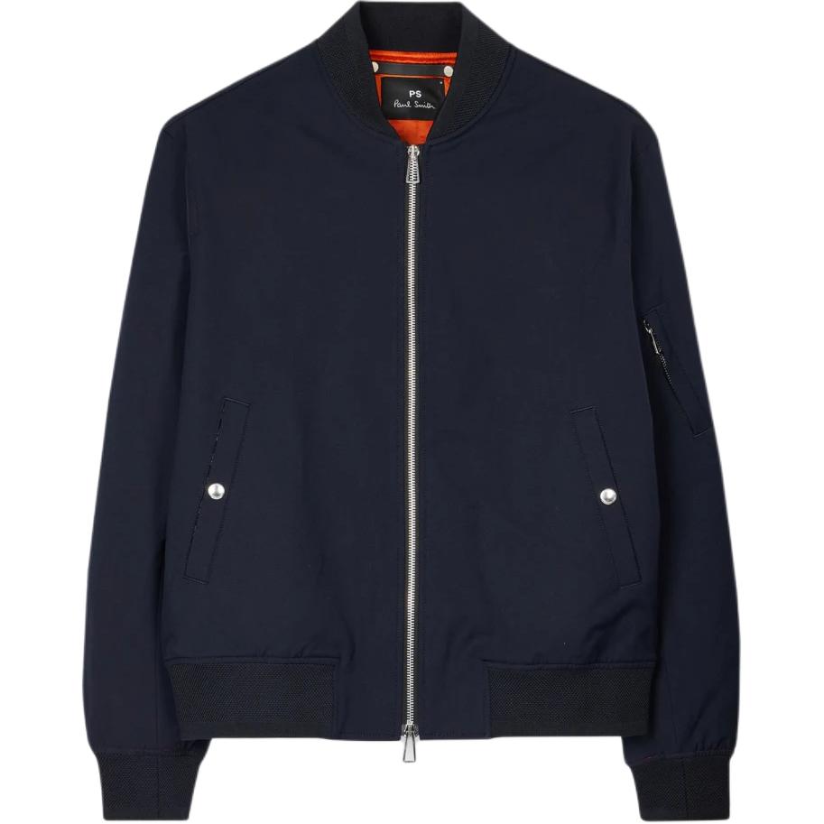 Paul Smith Check Pocket Double-Zip Navy Blue Bomber Jacket Men Long Sleeve. M2R-891U-N22167-49
