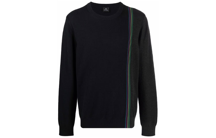 Paul Smith FW21 Rainbow Stripe Pullover Sweatshirt Black (). M2R-848U-G21390-79