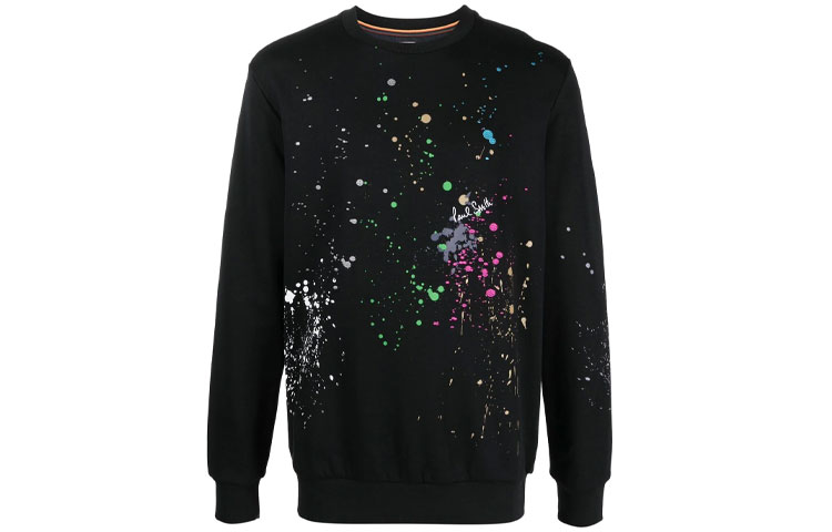 Paul Smith FW21 Splatter Print Crewneck Long Sleeve Sweatshirt Black Mens M1R-302S-FP2587-79