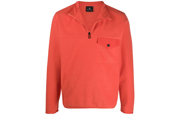 Paul Smith FW21 Zip-Up Fleece Pullover Sweatshirt Orange - Fit M2R-893T-A20781-16