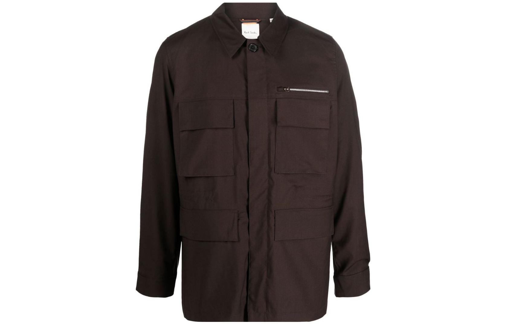Paul Smith FW22 Brown Shirt Jacket with Solid Pocket Details M1R611XJ0118469