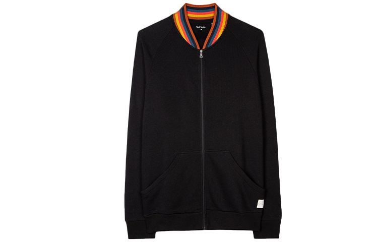 Paul Smith FW22 Color Collar Detail Zip Jacket Black Sweatshirt M1A-540J-AU807B-79