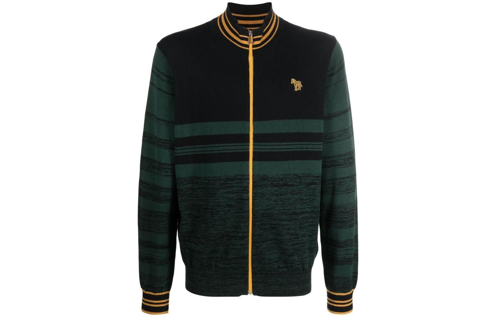 Paul Smith FW22 Colorblock Stripe Zip Sweatshirt Men’s Dark Green M2R550XEJ2167937