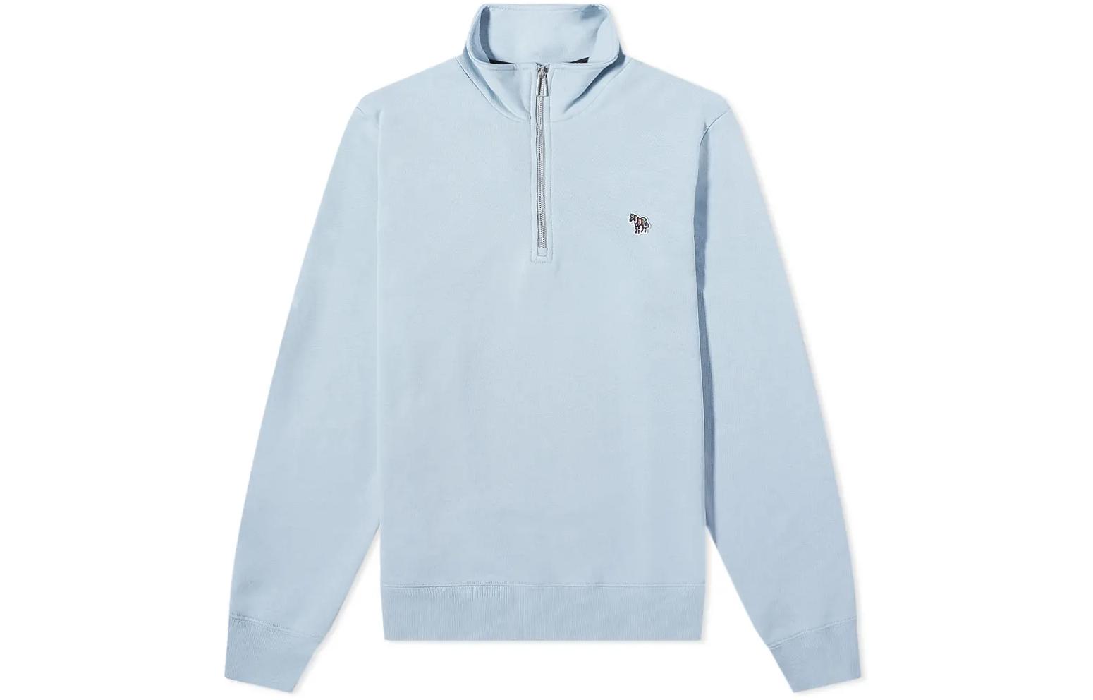 Paul Smith FW22 Half-Zip Pullover Sweatshirt with Embroidered Logo Blue M2R-168TZ-H21116-40B