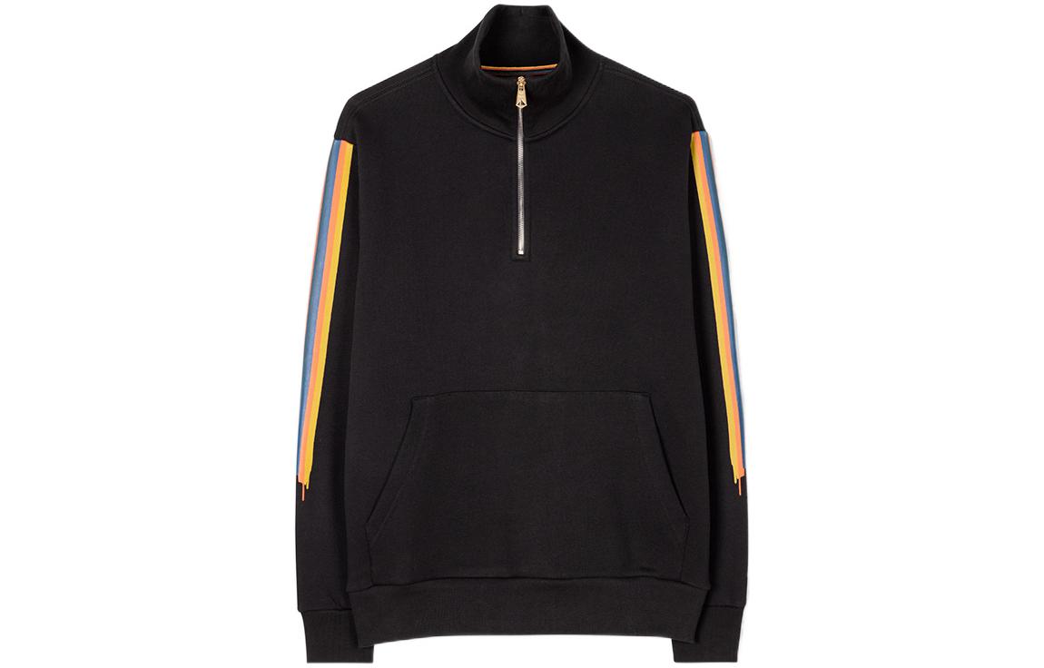 Paul Smith FW22 Painted Stripe Half-Zip Pullover Sweatshirt Black M1R-349X-JP3260-79