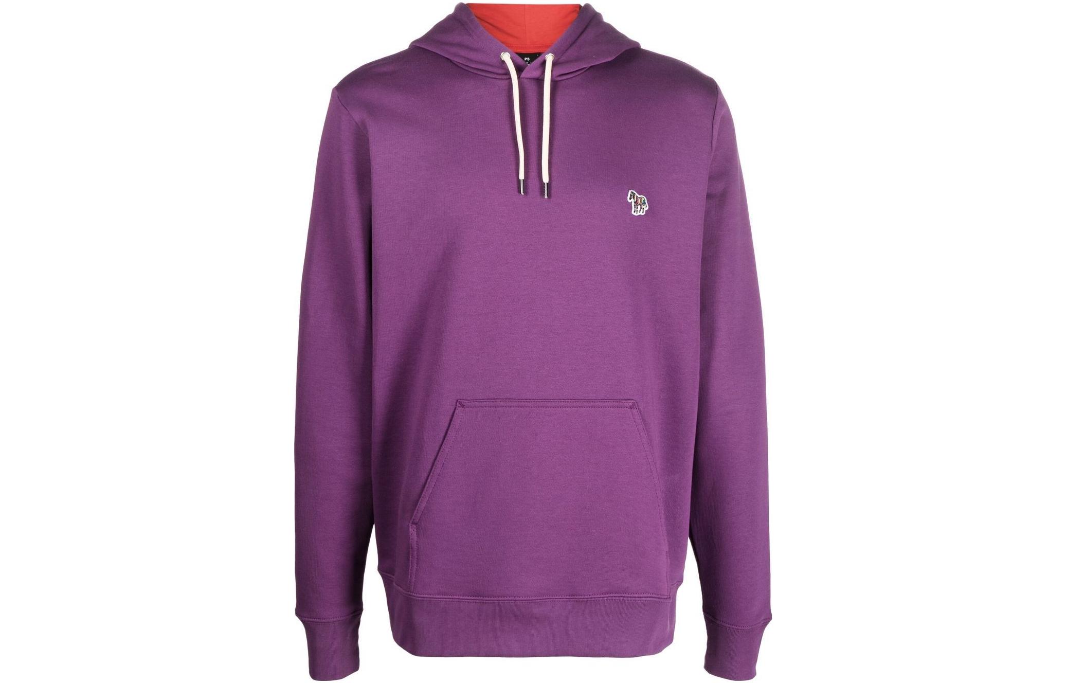 Paul Smith FW22 Purple Hoodie Pullover Long Sleeve with Logo Patch M2R284SZJ21116-53A
