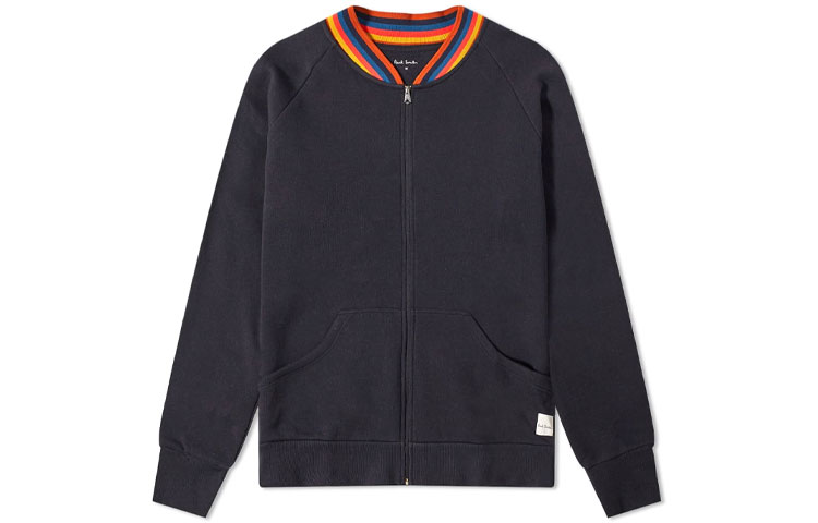 Paul Smith FW22 Zip-Up Sweatshirt with Striped Trim Black M1A-540K-AU807B-79